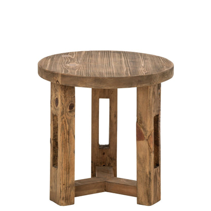 Bijzettafel Rond Gerecycled Hout Bruin J-Line