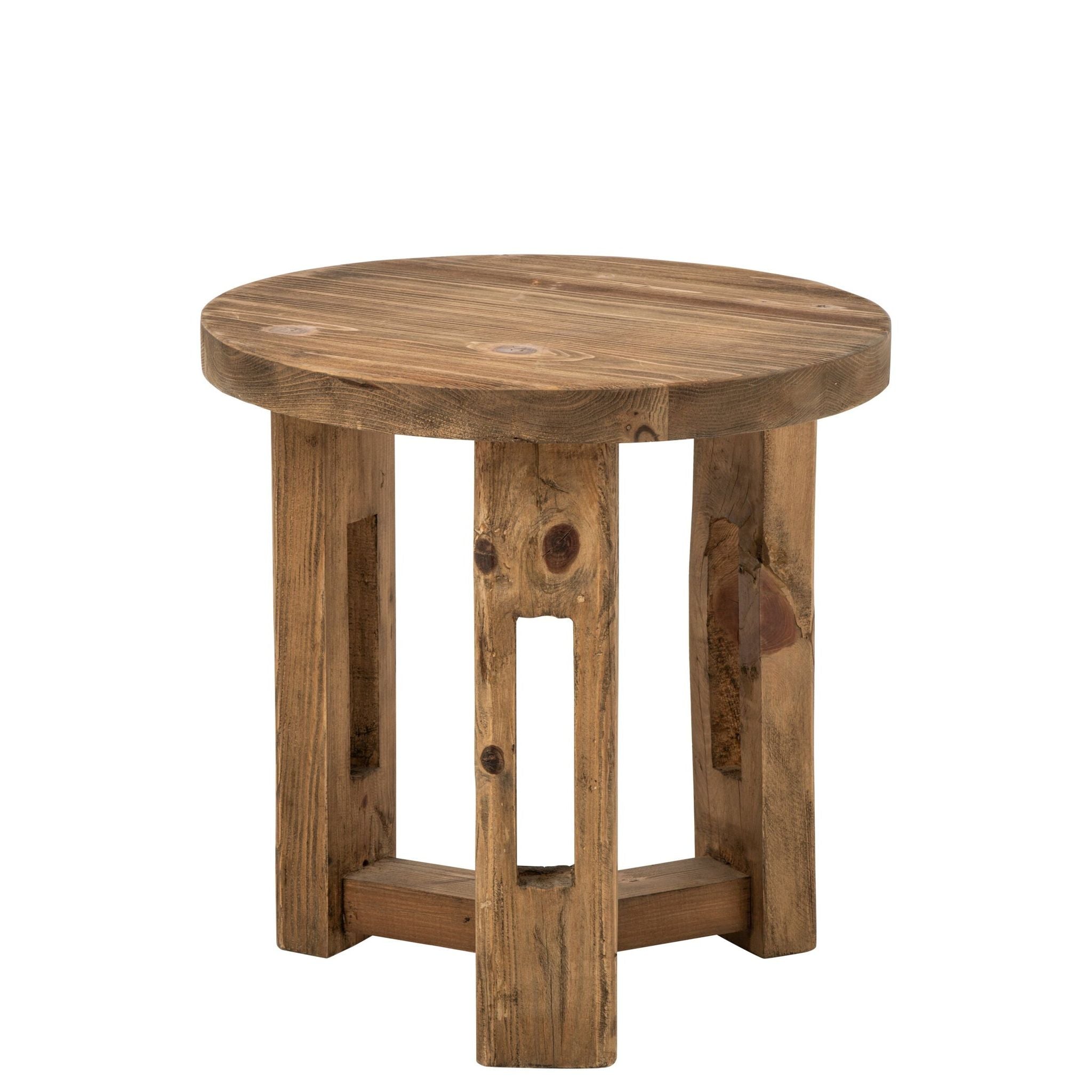 Bijzettafel Rond Gerecycled Hout Bruin J-Line