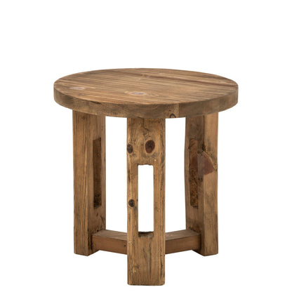 Bijzettafel Rond Gerecycled Hout Bruin J-Line