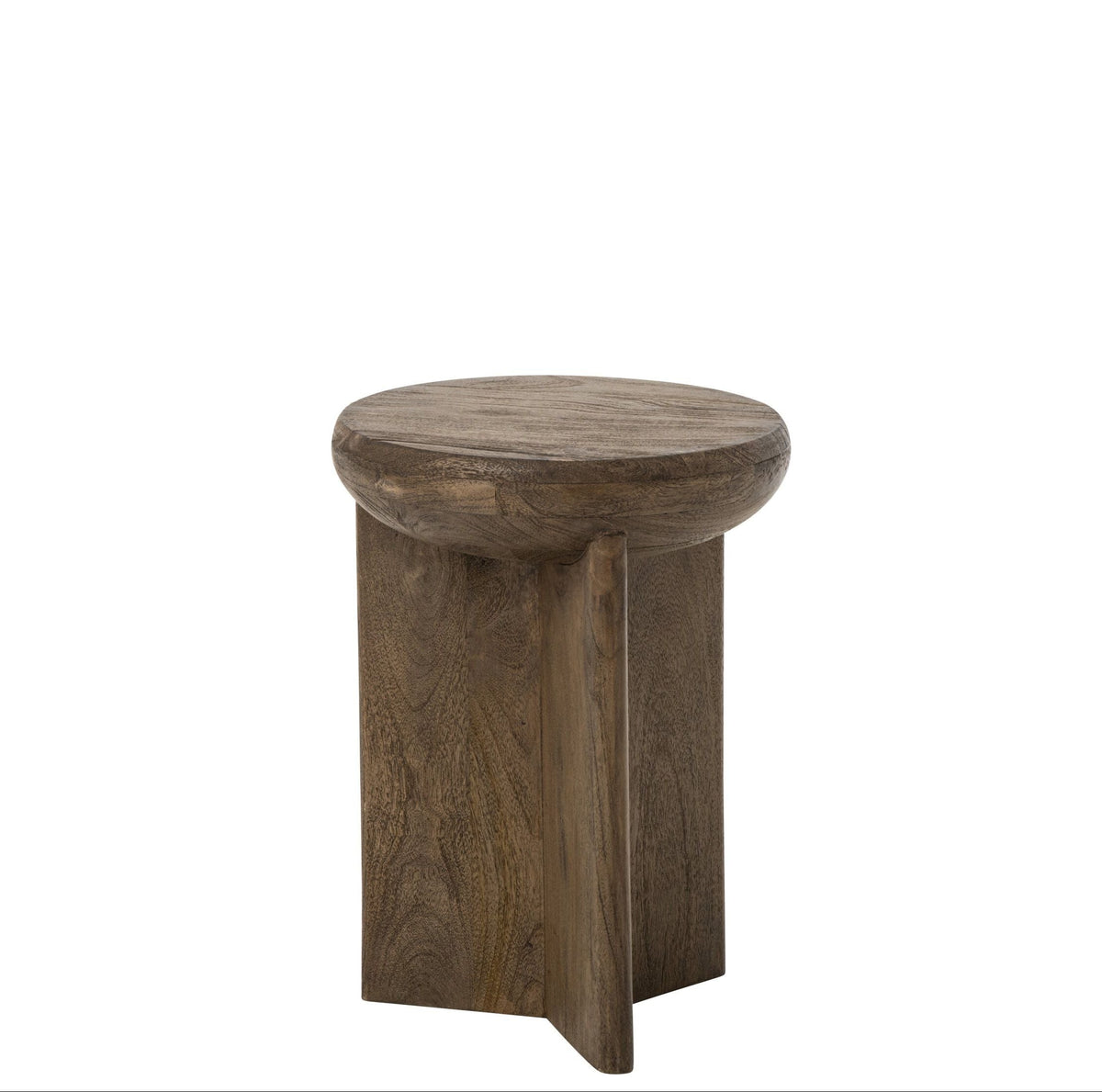 Bijzettafel Rond Mangohout Donkerbruin Ø32cm J-Line