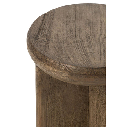 Bijzettafel Rond Mangohout Donkerbruin Ø32cm J-Line
