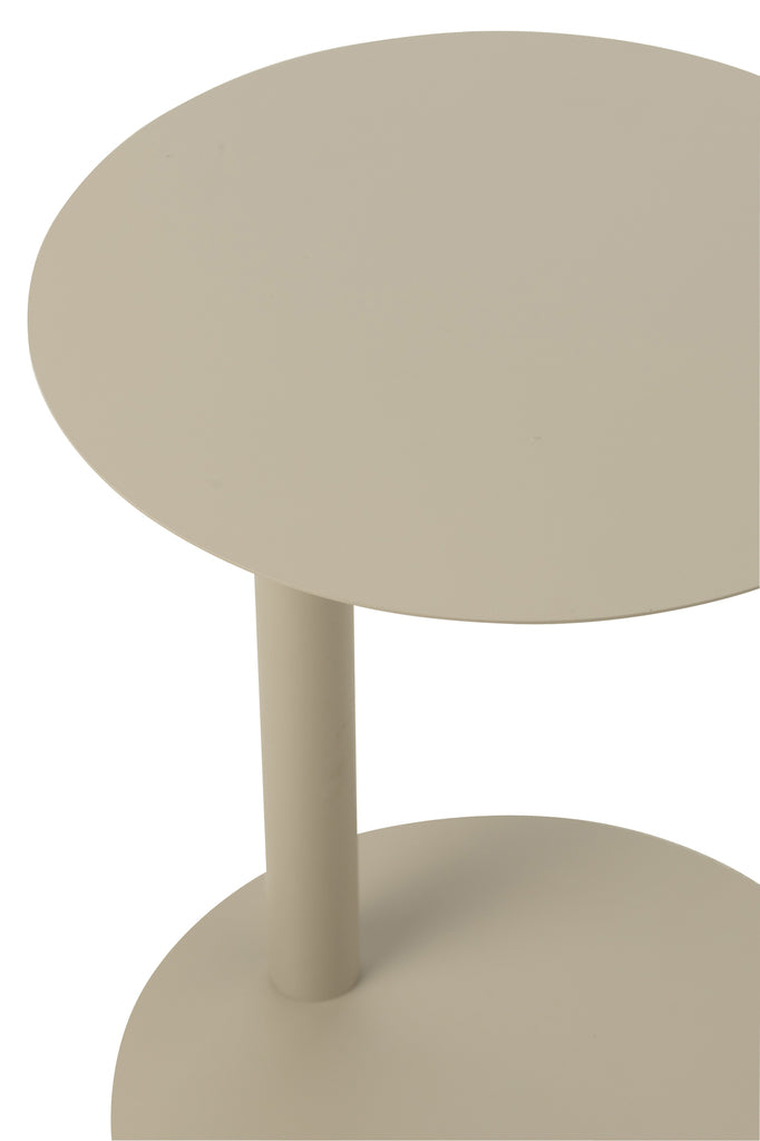Bijzettafel Rond Metaal Beige - Bijzettafel - J-Line - livinglovely.nl