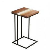 Bijzettafel Vierkant Acacia Hout/Epoxyhars Naturel/Wit