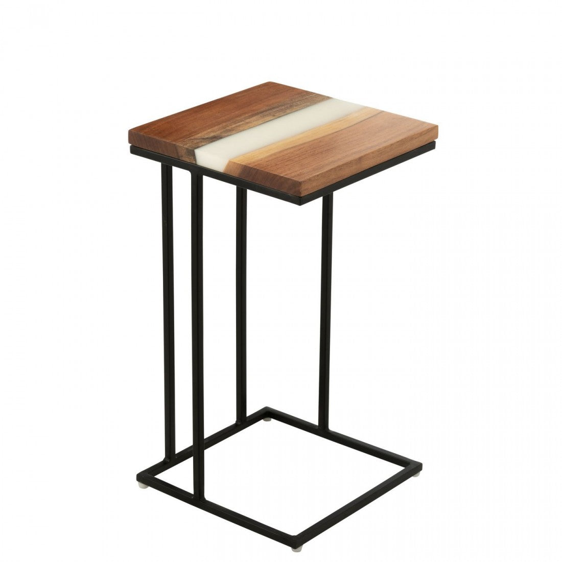 Bijzettafel Vierkant Acacia Hout/Epoxyhars Naturel/Wit