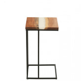 Bijzettafel Vierkant Acacia Hout/Epoxyhars Naturel/Wit