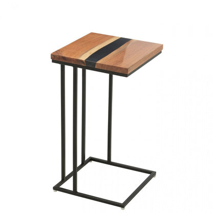 Bijzettafel Vierkant Acacia Hout/Epoxyhars Naturel/Zwart J-Line