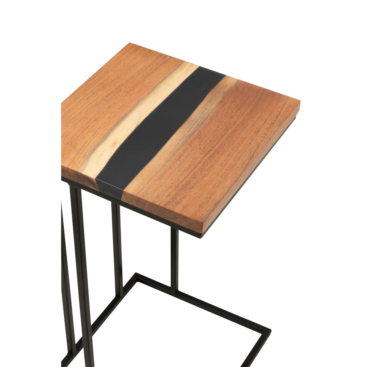 Bijzettafel Vierkant Acacia Hout/Epoxyhars Naturel/Zwart J-Line