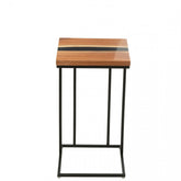Bijzettafel Vierkant Acacia Hout/Epoxyhars Naturel/Zwart J-Line