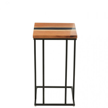 Bijzettafel Vierkant Acacia Hout/Epoxyhars Naturel/Zwart J-Line