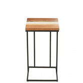 Bijzettafel Vierkant Acacia Hout/Epoxyhars Naturel/Wit - Bijzettafel - J-Line - livinglovely.nl