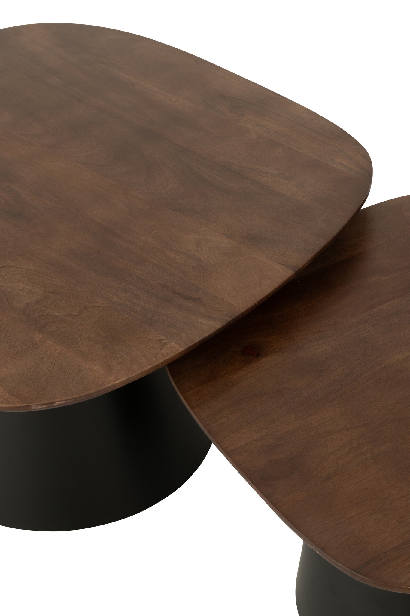 Bijzettafel Vierkant Mangohout Donkerbruin/Zwart Set van 2 - Bijzettafel - J-Line - livinglovely.nl