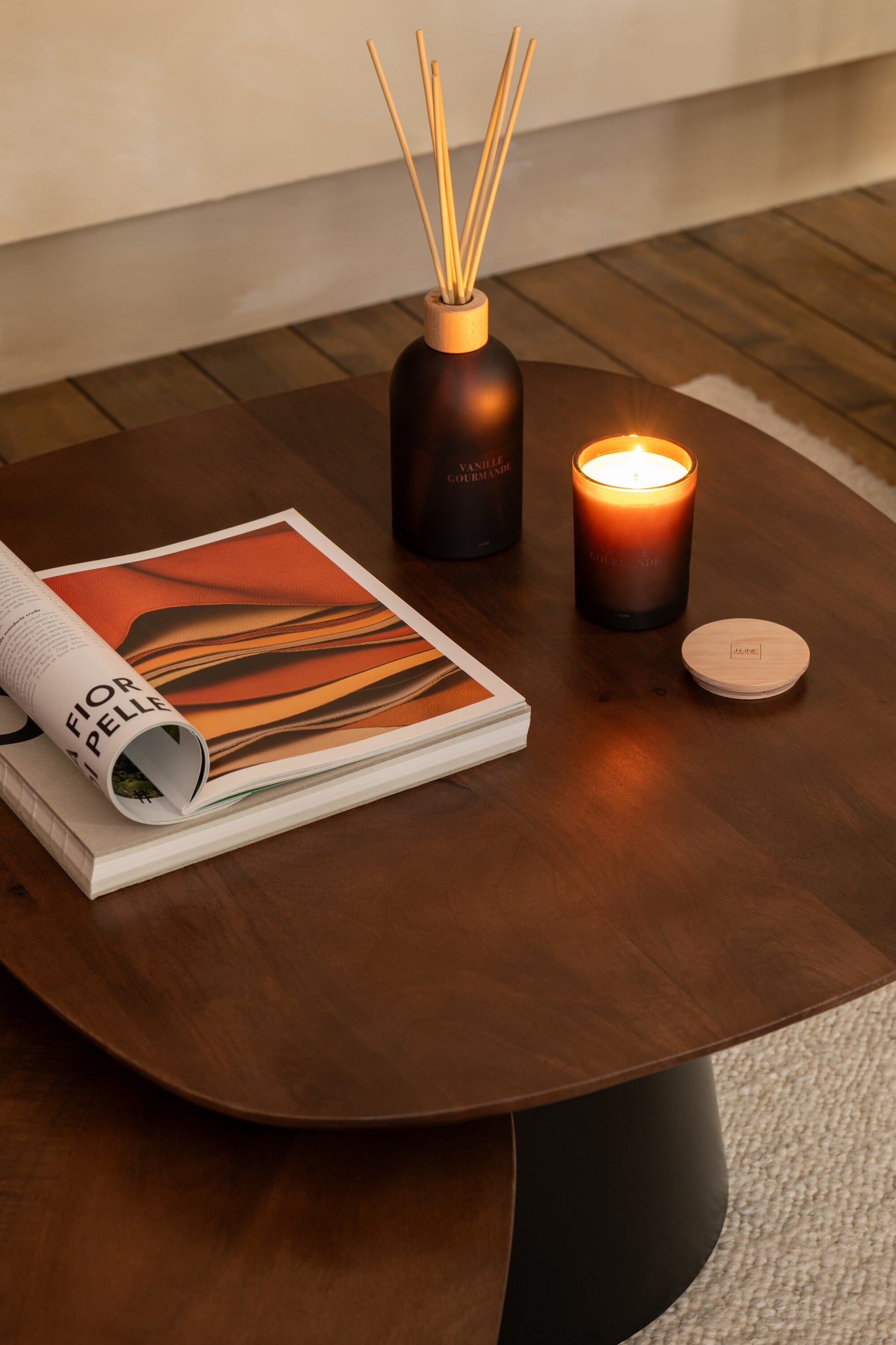 Bijzettafel Vierkant Mangohout Donkerbruin/Zwart Set van 2 - Bijzettafel - J-Line - livinglovely.nl