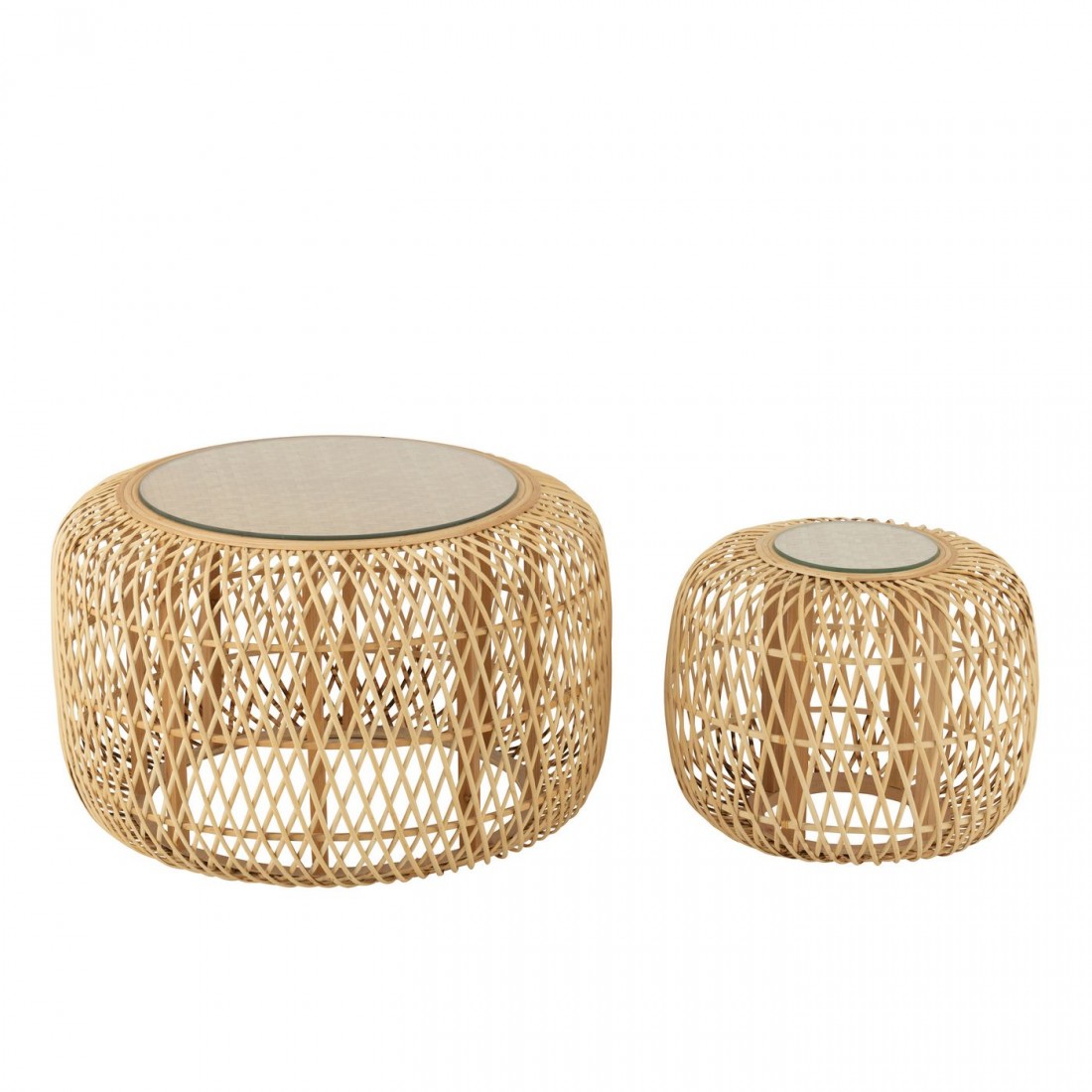 Bijzettafels Afrika Bamboe/Sparhout Naturel Set van 2 J-Line