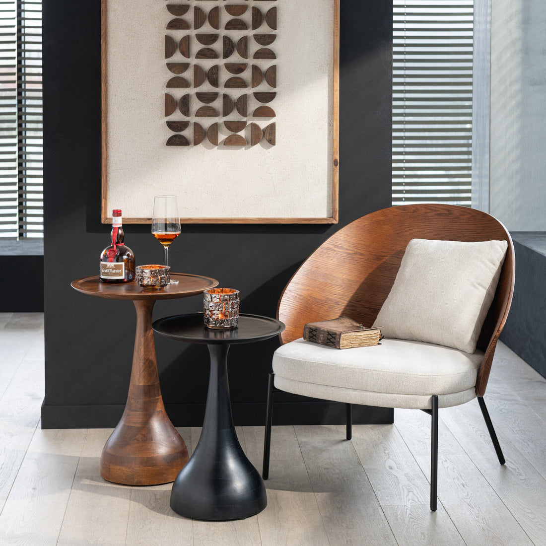 Bijzettafels Paro Mangohout Bruin/Zwart Set van 2 - Bijzettafel - J-Line - livinglovely.nl