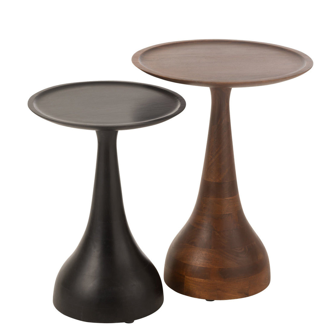 Bijzettafels Paro Mangohout Bruin/Zwart Set van 2 - Bijzettafel - J-Line - livinglovely.nl