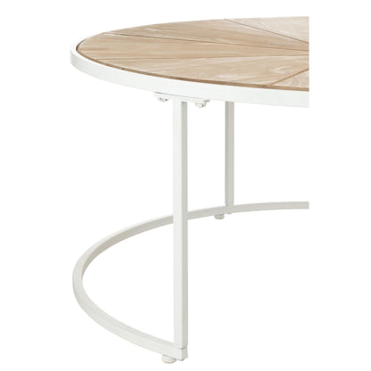 Bijzettafels Relax Metaal/Hout Wit/Naturel Set van 2 J-Line