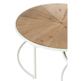 Bijzettafels Relax Metaal/Hout Wit/Naturel Set van 2 J-Line