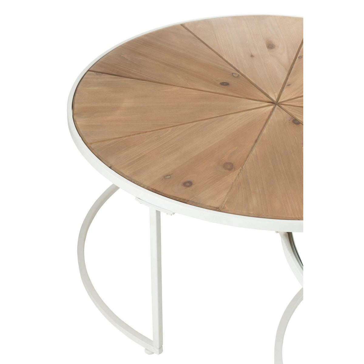 Bijzettafels Relax Metaal/Hout Wit/Naturel Set van 2 J-Line