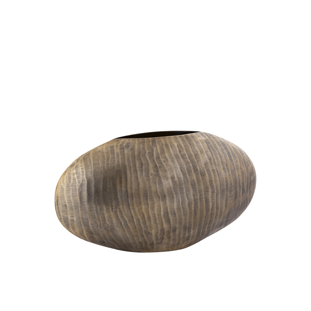 Bloempot Jowad laag ovaal S - 45x12x26 cm - Aluminium - Goud PTMD - Pot - PTMD - livinglovely.nl