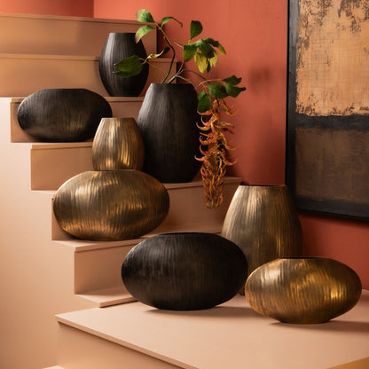 Bloempot Jowad laag ovaal S - 45x12x26 cm - Aluminium - Goud PTMD - Pot - PTMD - livinglovely.nl