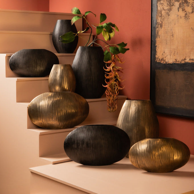 Bloempot Jowad M hoog ovaal - 35x16x46 cm - Aluminium - Grijs PTMD - Pot - PTMD - livinglovely.nl