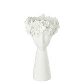 Bloempot Kop Resine Wit Large - Pot - J-Line - livinglovely.nl