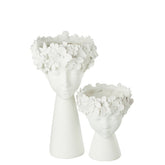 Bloempot Kop Resine Wit Small - Pot - J-Line - livinglovely.nl