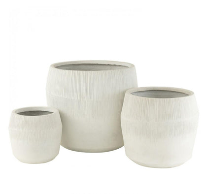 Bloempot Vezelklei Wit Set van 3 J-Line - Pot - J-Line - livinglovely.nl