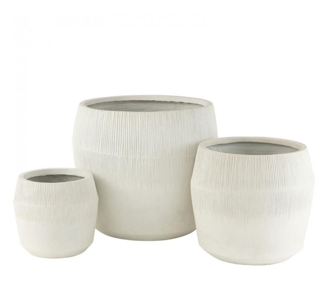 Bloempot Vezelklei Wit Set van 3 , Pot , J-Line , livinglovely.nl