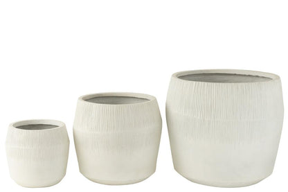 Bloempot Vezelklei Wit Set van 3 , Pot , J-Line , livinglovely.nl