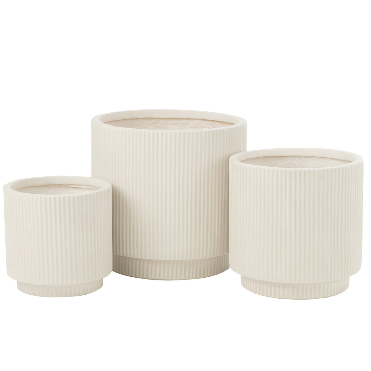 Bloempotten Misty Klei Wit Set van 3 J-Line