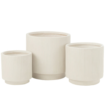 Bloempotten Misty Klei Wit Set van 3 J-Line