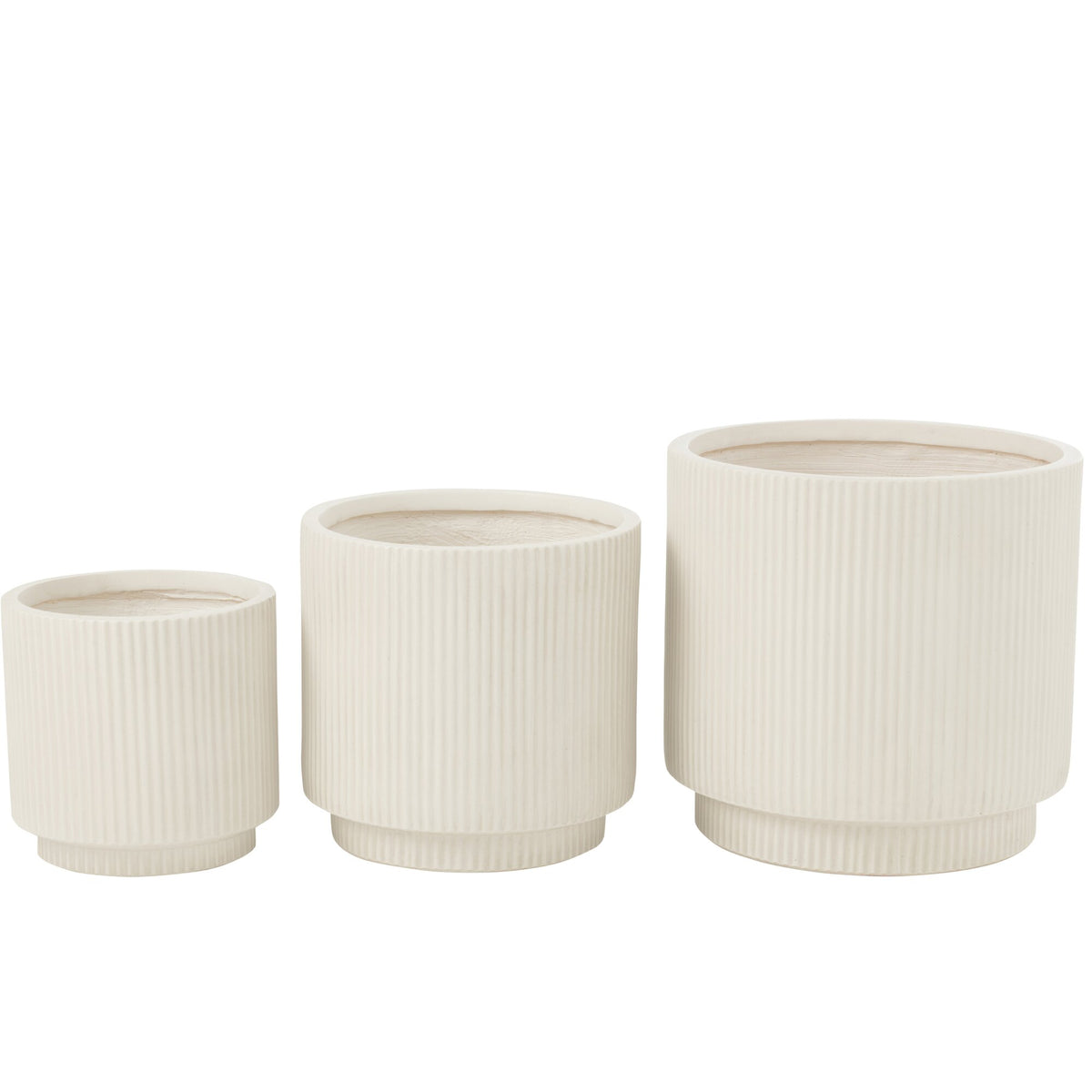 Bloempotten Misty Klei Wit Set van 3 J-Line