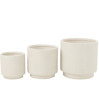 Bloempotten Misty Klei Wit Set van 3 J-Line