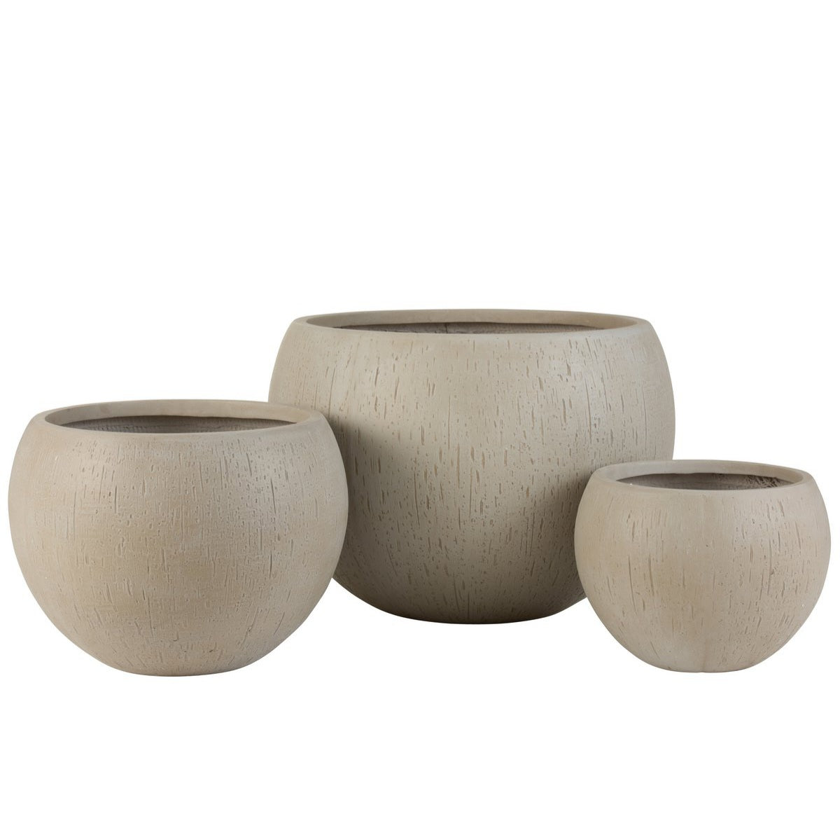 Bloempotten Rond Klei Beige Set van 3 - Pot - J-Line - livinglovely.nl