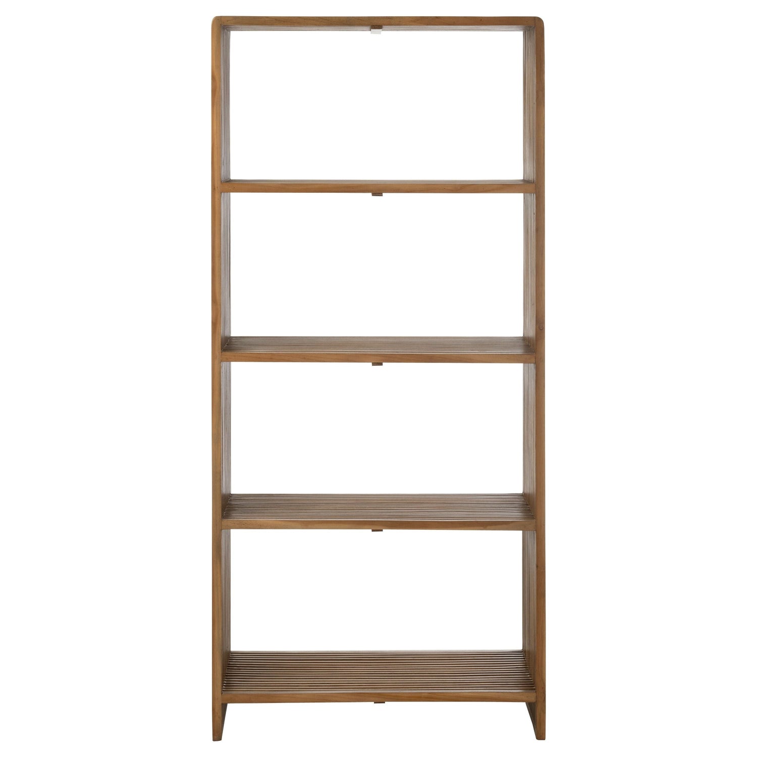 Boekenkast 4 Schappen Gerecycleerd Teak Naturel - Boekenkast - J-Line - livinglovely.nl