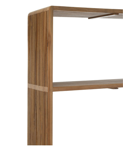 Boekenkast 4 Schappen Gerecycleerd Teak Naturel - Boekenkast - J-Line - livinglovely.nl