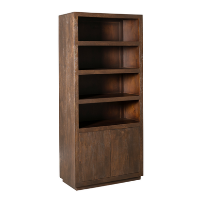 Boekenkast Brussel Bruin van Starfurn met vier open vakken en push to open deuren