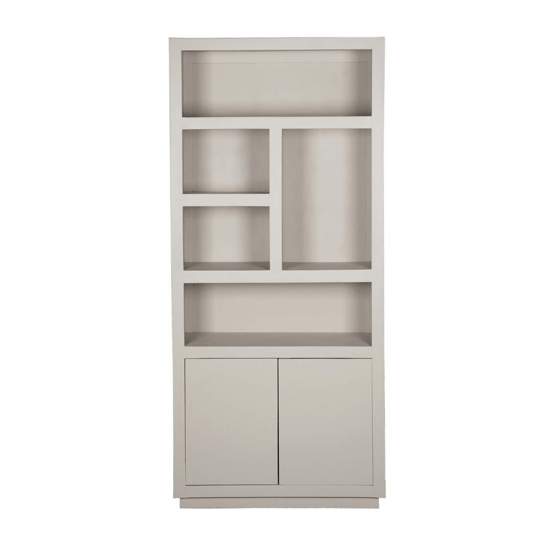 Boekenkast Brussel Zand 90cm van Starfurn van opzij gezien, 45 cm diep en 200 cm hoog