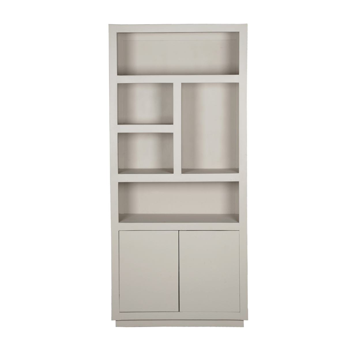 Boekenkast Brussel Zand 90cm van Starfurn van opzij gezien, 45 cm diep en 200 cm hoog