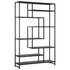 Boekenkast Harmony van MUST Living, open vakkenkast met zwart metalen frame en planken van gerecycled leer
