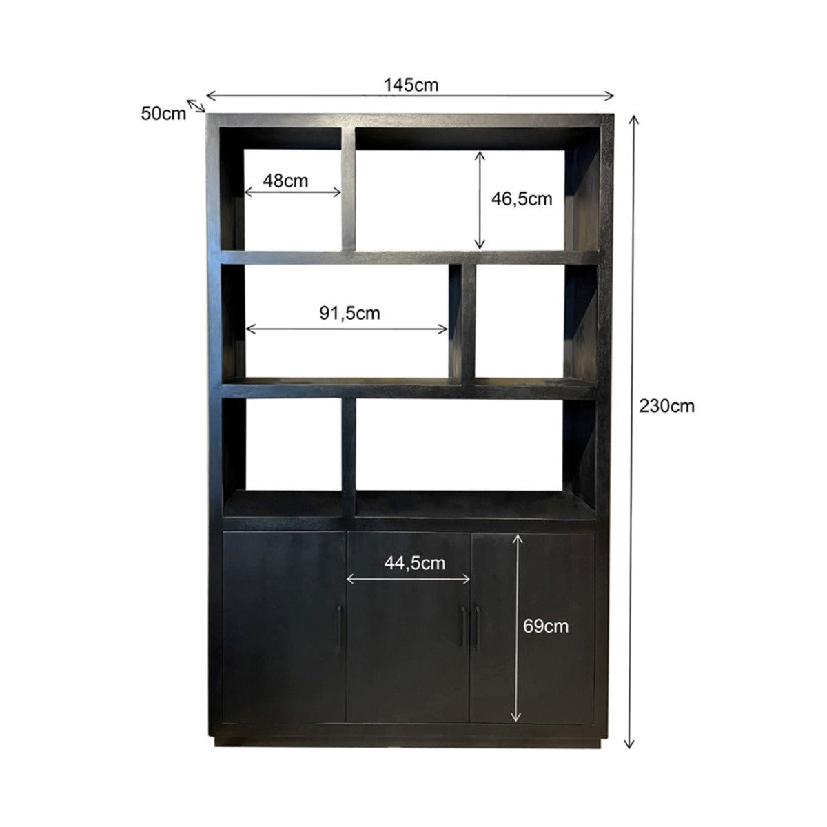 Livingfurn Jaxx boekenkast 120cm, afmetingen L120cm x B45cm x H200cm