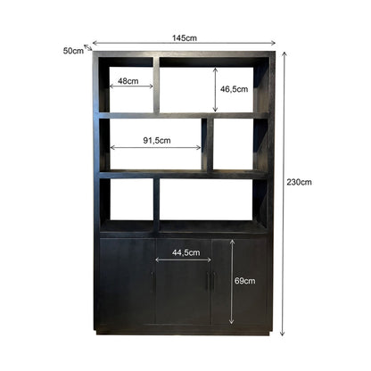 Livingfurn Jaxx boekenkast 120cm, afmetingen L120cm x B45cm x H200cm