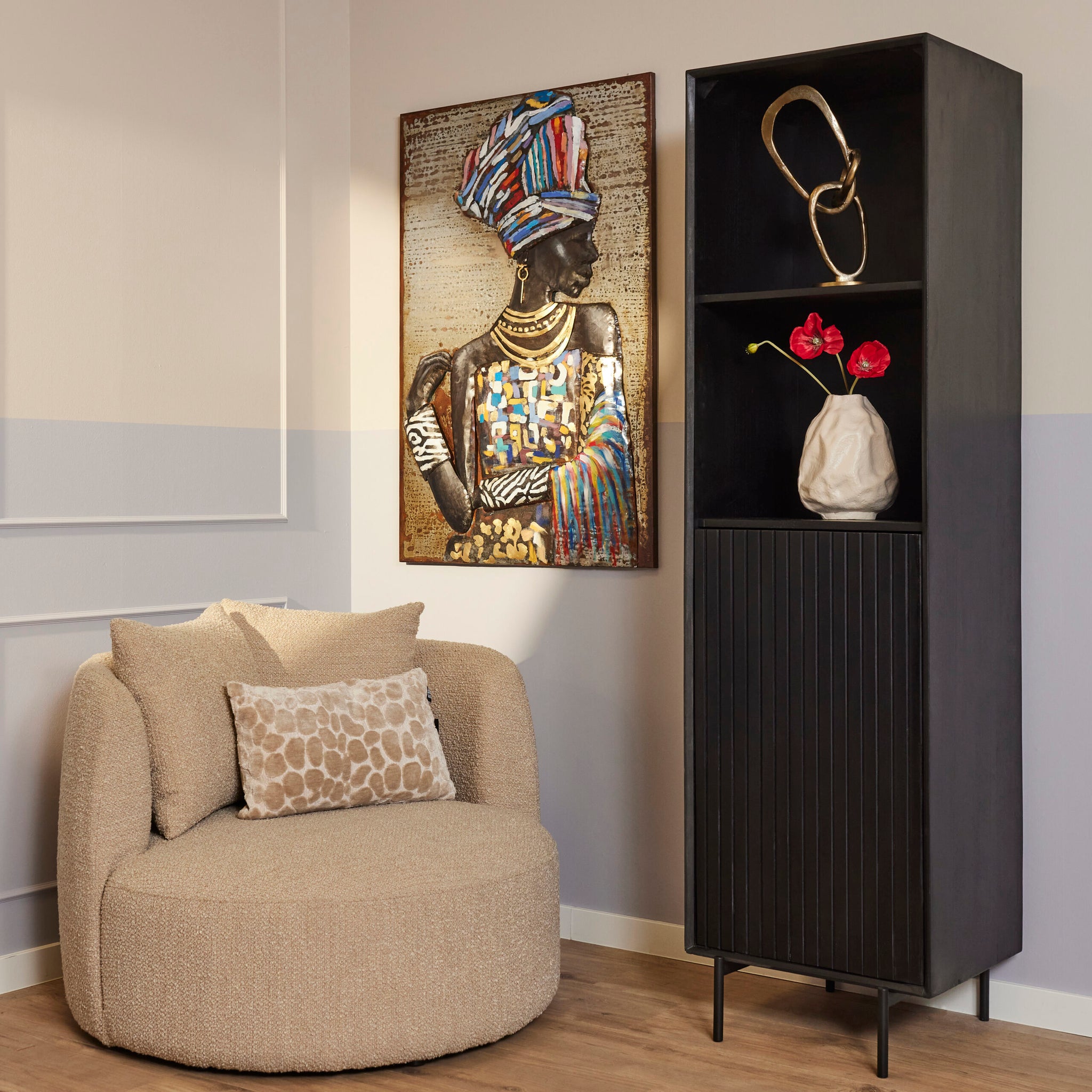 Boekenkast Madison van Starfurn in massief mangohout, 55 cm breed en 200 cm hoog