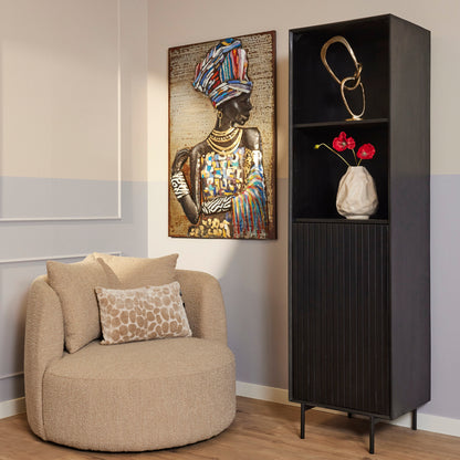 Boekenkast Madison van Starfurn in massief mangohout, 55 cm breed en 200 cm hoog
