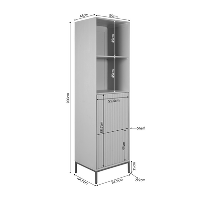 Boekenkast Madison Mangohout Bruin 55cm van Starfurn, 200 cm hoge kast tegen een woonkamerwand