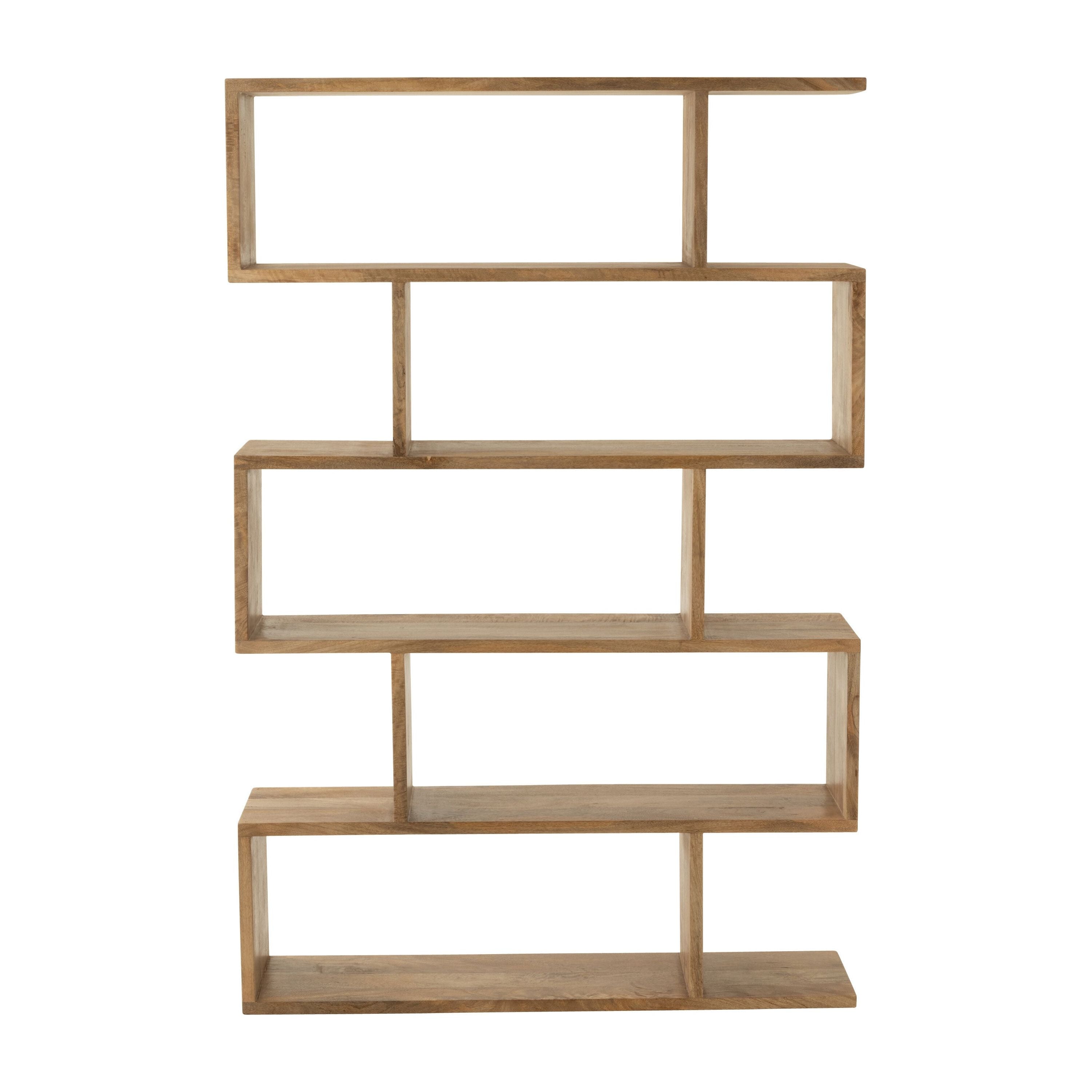 Boekenkast Verticaal Latten Mango Hout Naturel - Boekenkast - J-Line - livinglovely.nl