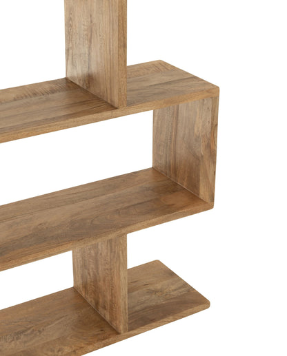 Boekenkast Verticaal Latten Mango Hout Naturel - Boekenkast - J-Line - livinglovely.nl