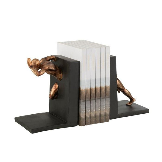 Boekensteun Athleet Poly Brons Set van 2 , Boekensteun , J-Line , livinglovely.nl