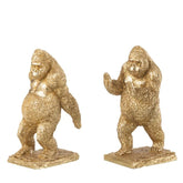 Boekensteun Gorilla Resin Goud Set van 2 - Boekensteun - J-Line - livinglovely.nl